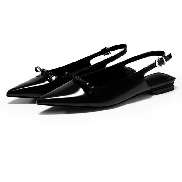 Shoes - Womens Slingback Flats Pointed Toe Bow Slip On Comfortable Dressy Work Shoes